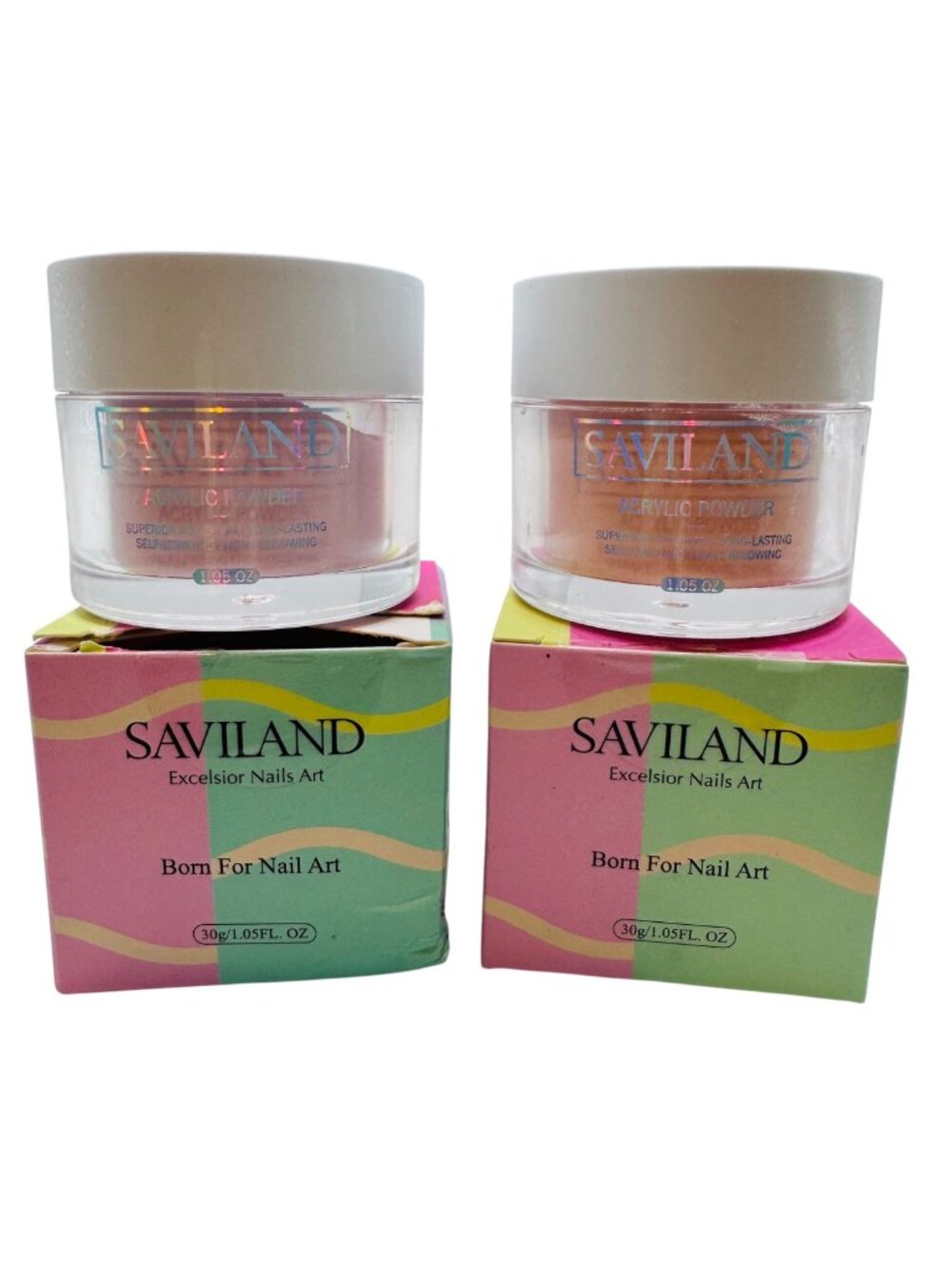 Saviland Acrylic Nail Powder Set - Pale Pink Kiss & Pink Shades - 30g Each